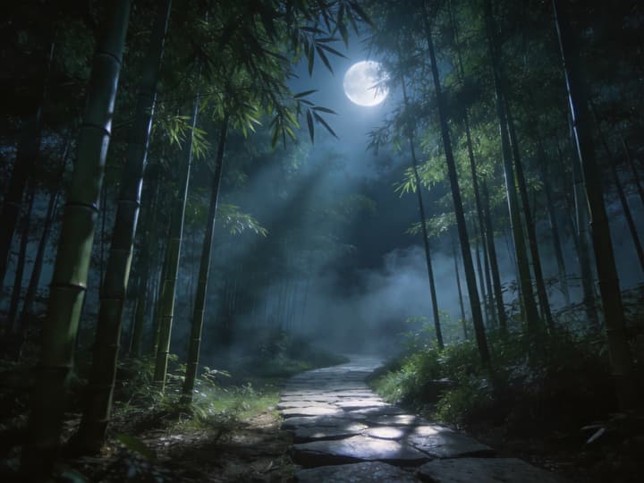 竹林月夜