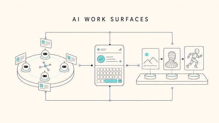 今天看到的三种 AI 工作界面:方案辩论、状态键盘和 3D 创作链