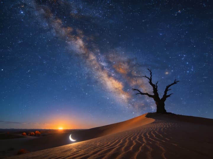 沙漠星空秋夜