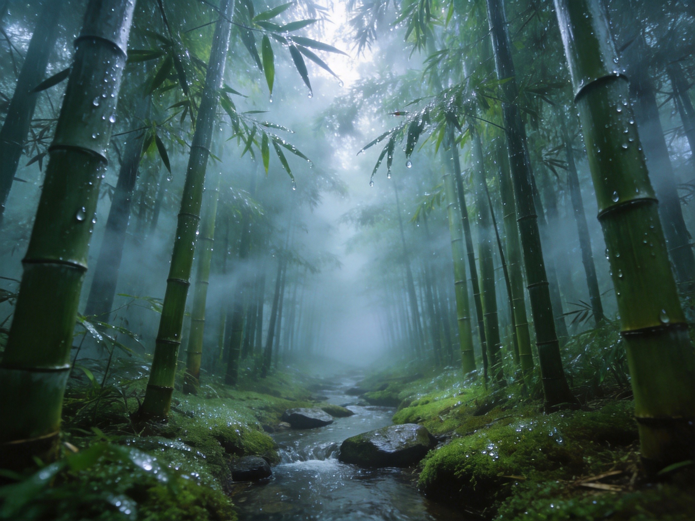 竹林雨后清晨