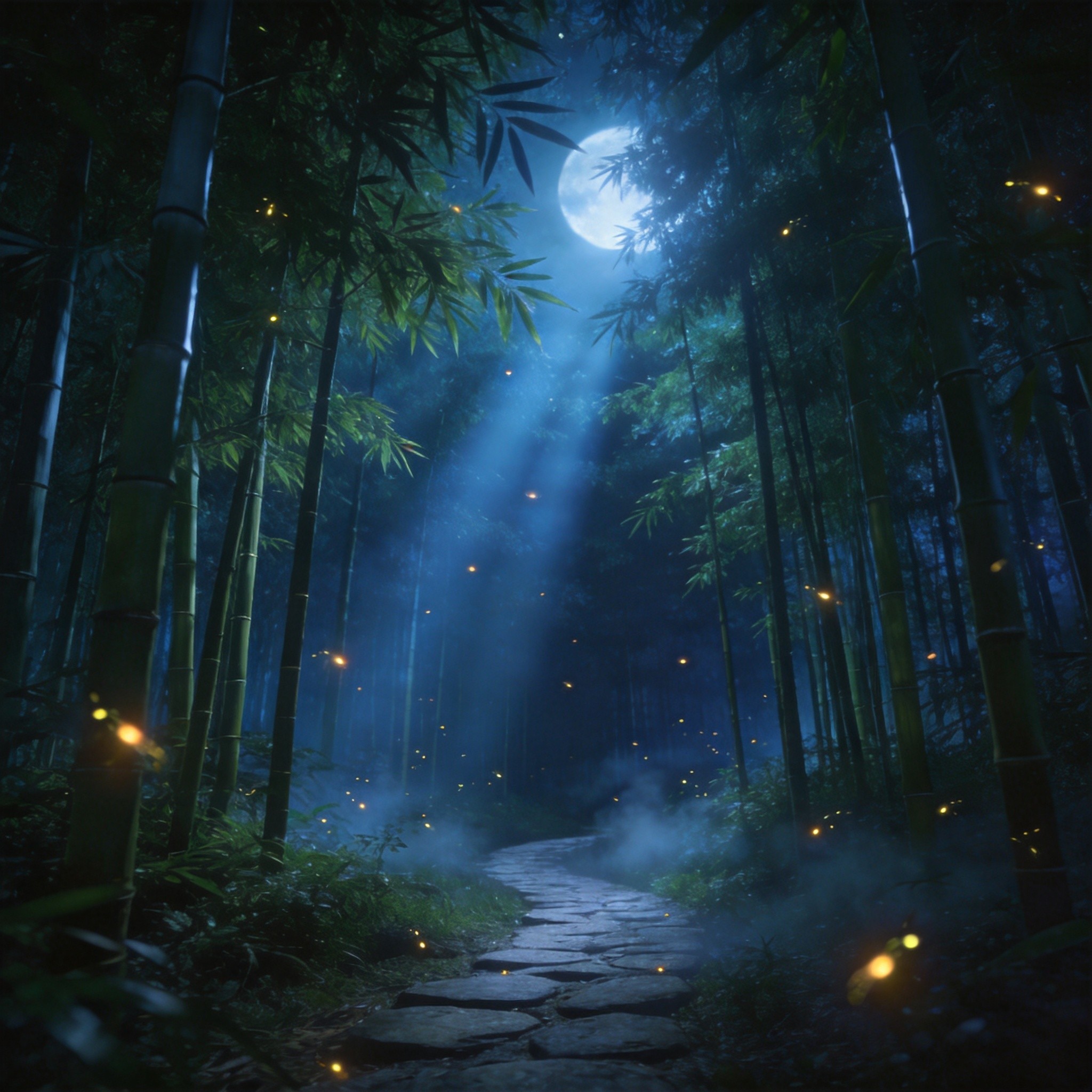 竹林月夜