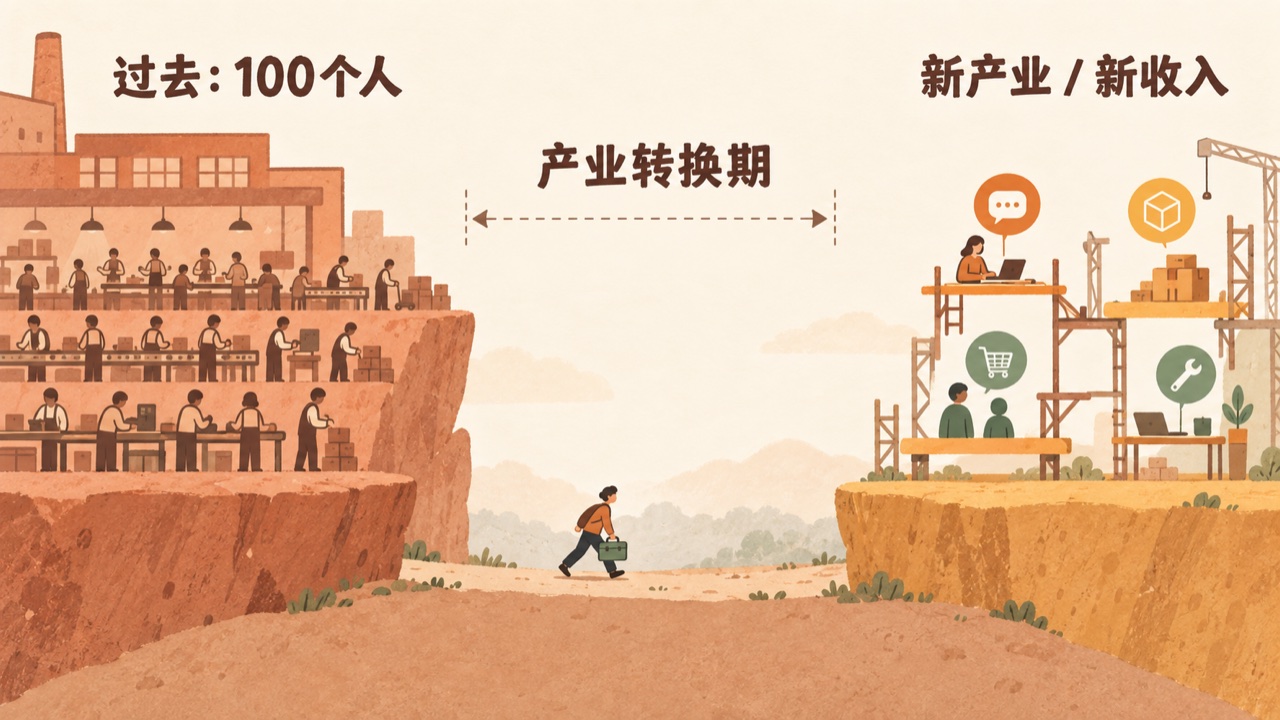 旧岗位减少与新产业形成之间的时间差